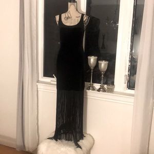 Velvet gown with fringe